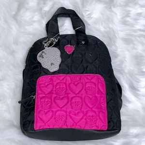 Betsey Johnson Bags - Betsey Johnson Skull Heart Quilt Backpack Fuchsia Betsey Johnson Bags - Betsey Johnson Skull Heart Quilt Backpack Fuchsia